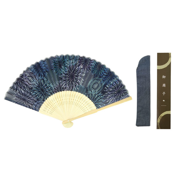 白竹花火扇子 扇子袋セット