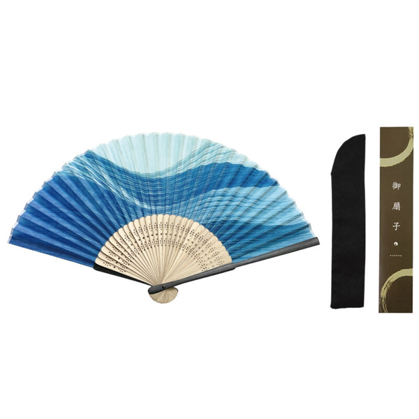 親黒染流水扇子 扇子袋セット