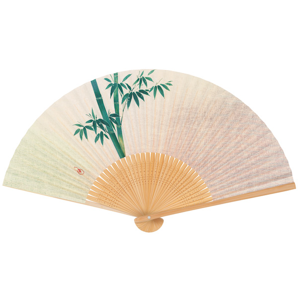 紳士用紙扇子 白竹中彫 竹（香り付）
