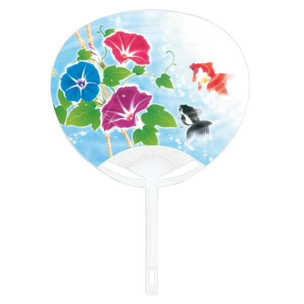 夏のノベルティに！うちわ（ジュニアタイプ）あさがお金魚