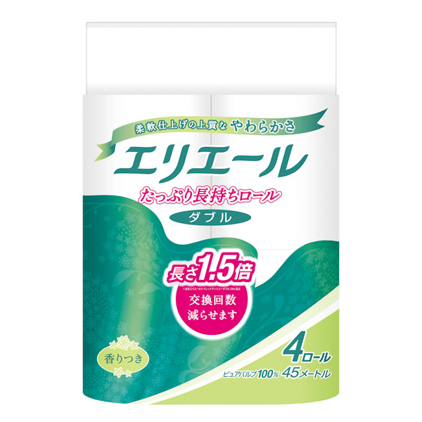 エリエール 長さ1.5倍トイレットティシューコンパクト4ロールダブル