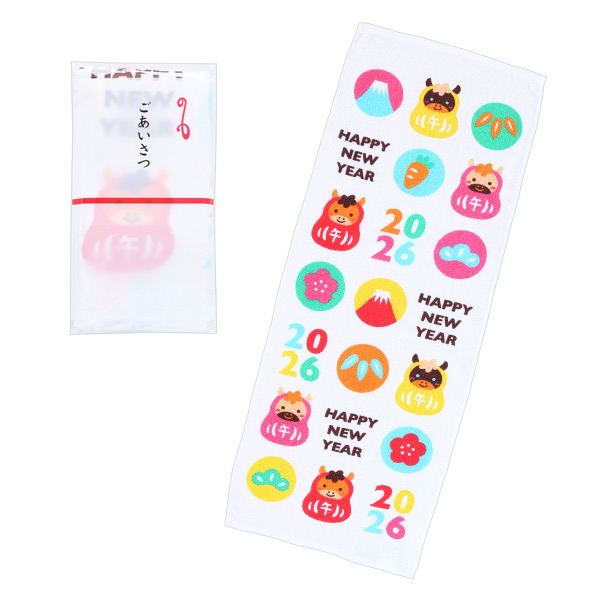 干支タオル ハッピーニューイヤー（ごあいさつ袋入）