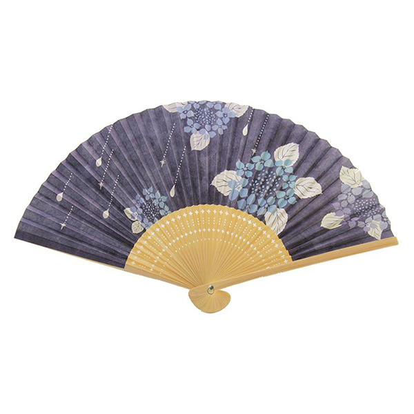 和紙扇子65型35間　紫陽花雫（あじさいしずく）
