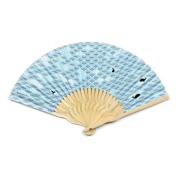 和紙扇子70型25間 komon＋（PLUS）　青海波クジラ