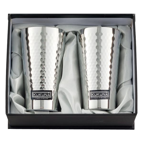 KUKUNA ステンレスタンブラー350ml 2客セット（ミラー、槌目仕上げ）