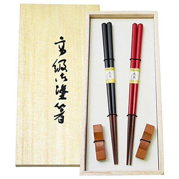 塗分箸・箸置ペア 桐箱入