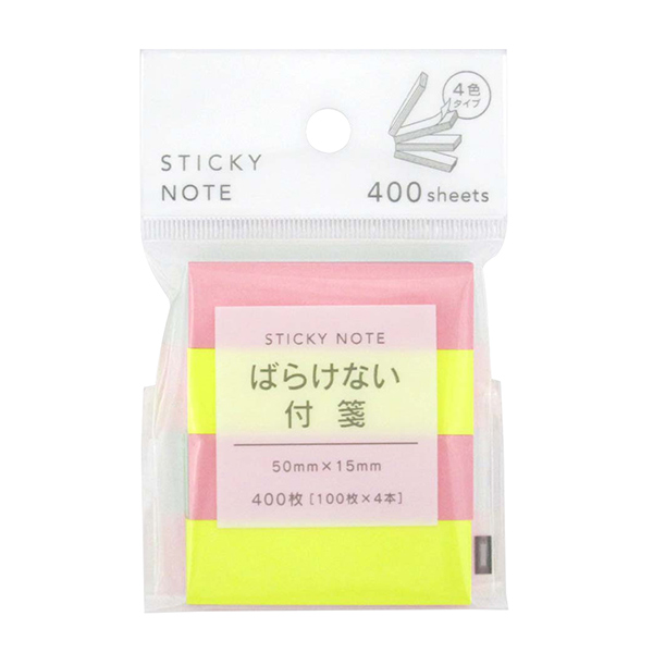 フィットメモばらけない付箋パステル蛍光100枚 4本入