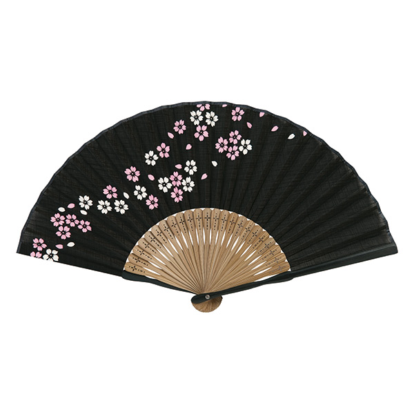 布貼扇子 親黒染 唐木 さくら