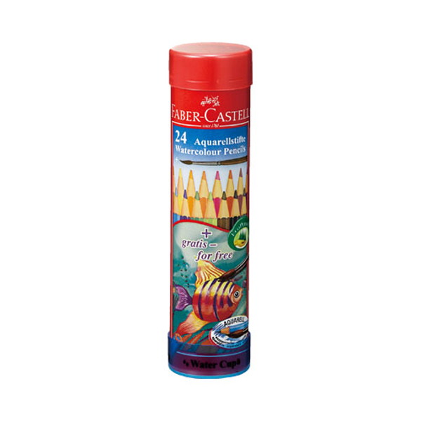 FABER-CASTELL 水彩色鉛筆 丸缶 24色セット