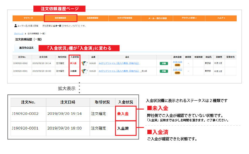 入金の説明画像